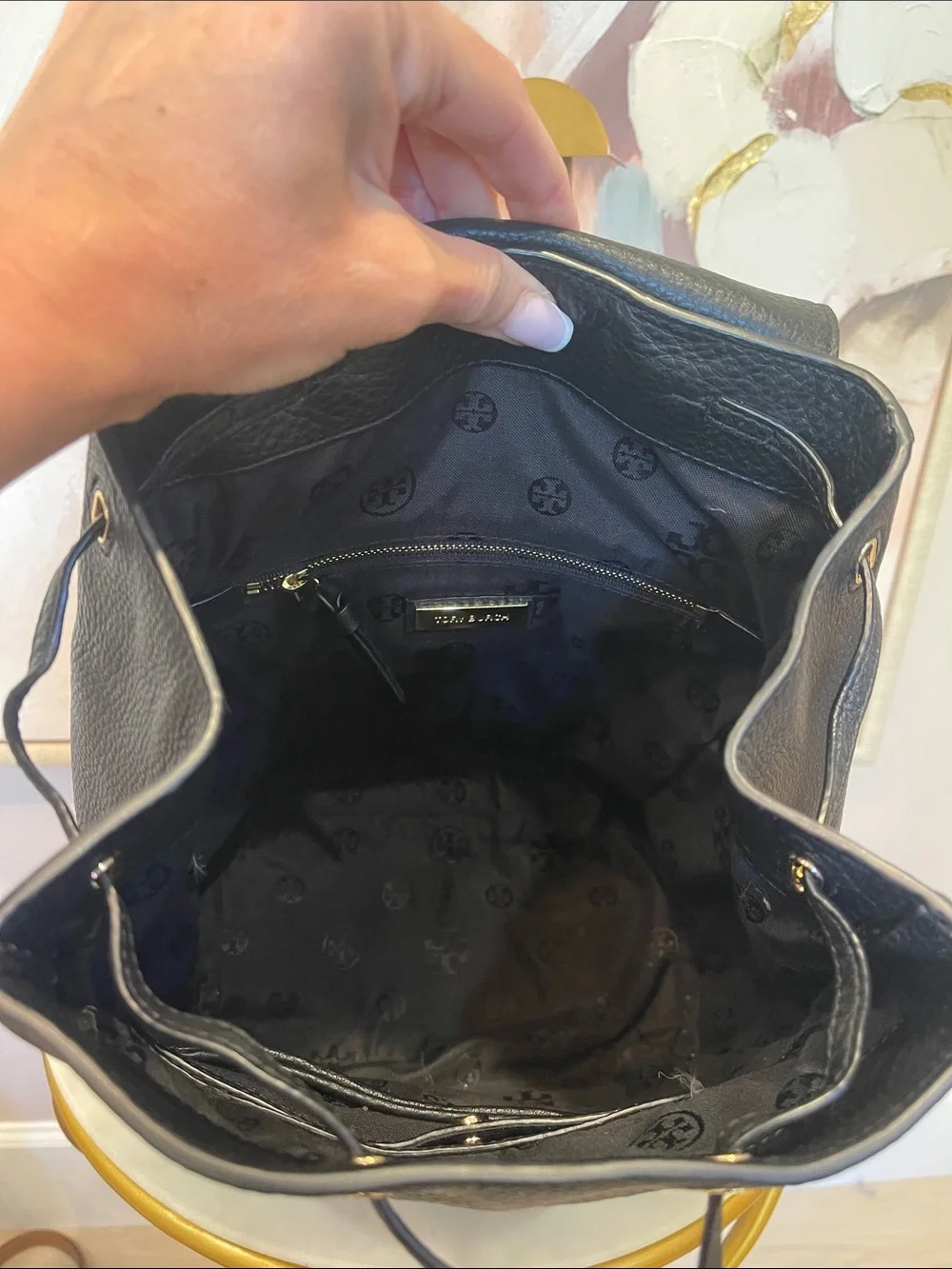 Tory Burch Black Leather Bombe T-Flap Backpack